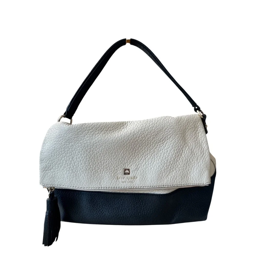 Kate Spade New York Southport Ave Mini Maria Satchel Off White Black Leather Bag